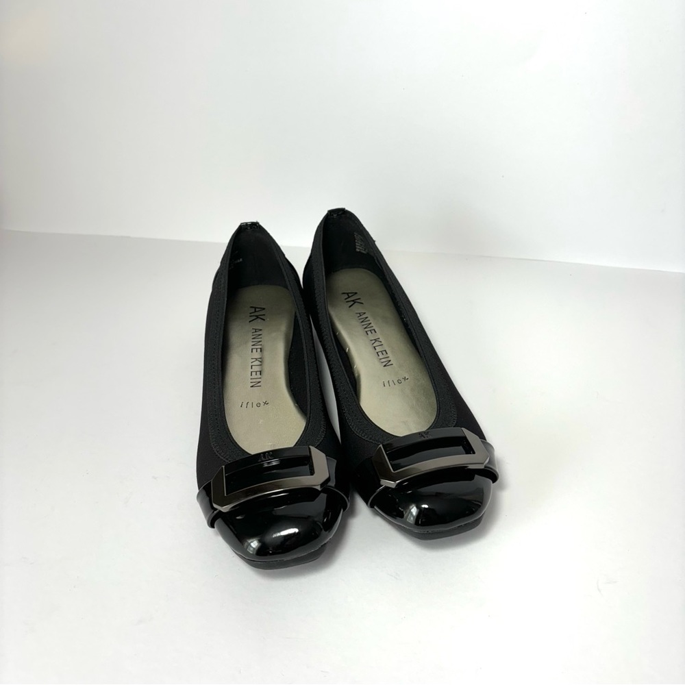 Anne Klein Ursula Ballet Flats Women’s Size 6 Black Patent Buckle Comfort Shoes